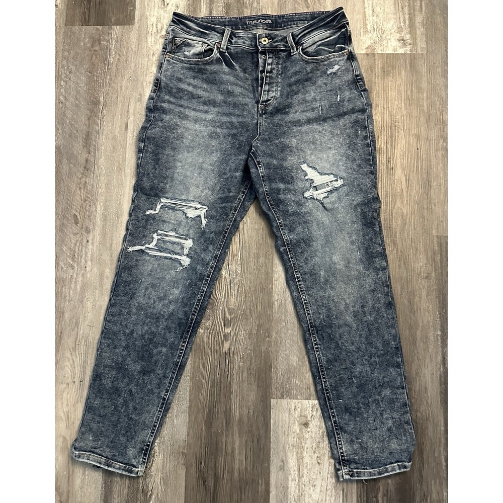 Maurices Jeans Womens Size 14 High Rise Boyfriend Button Fly Distressed